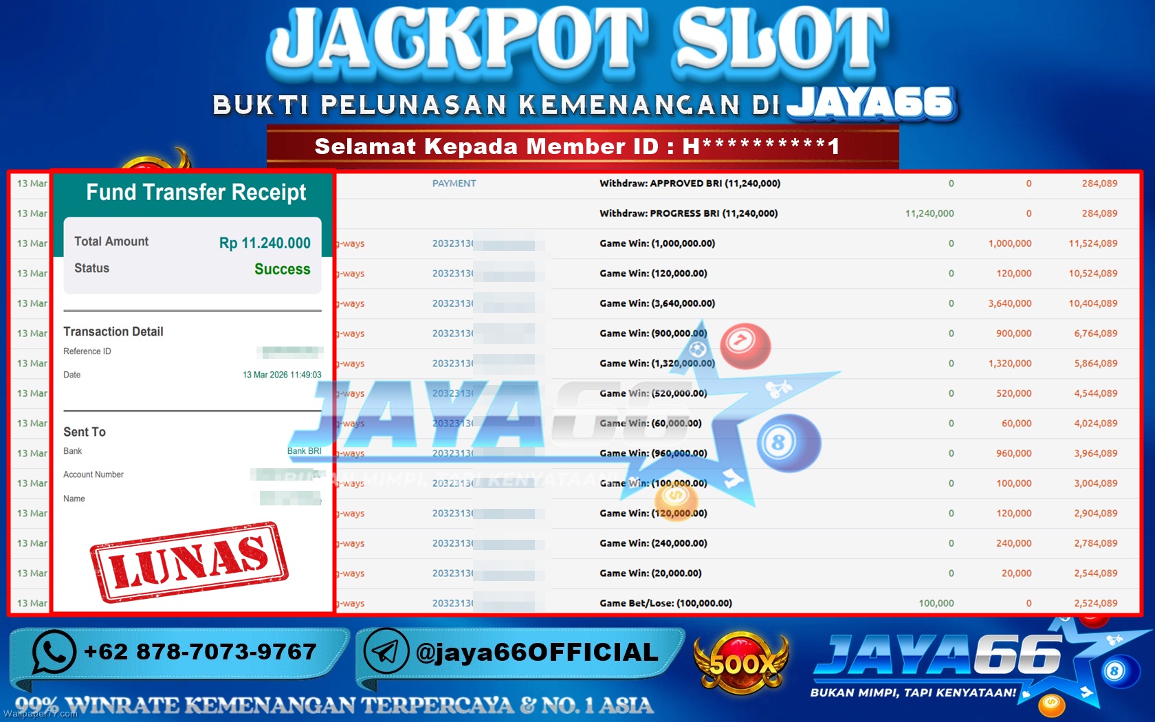 JAYA66 – BUKTI KEMENANGAN SLOT MAHJONG WAYS Rp. 11,240,000,- LUNAS