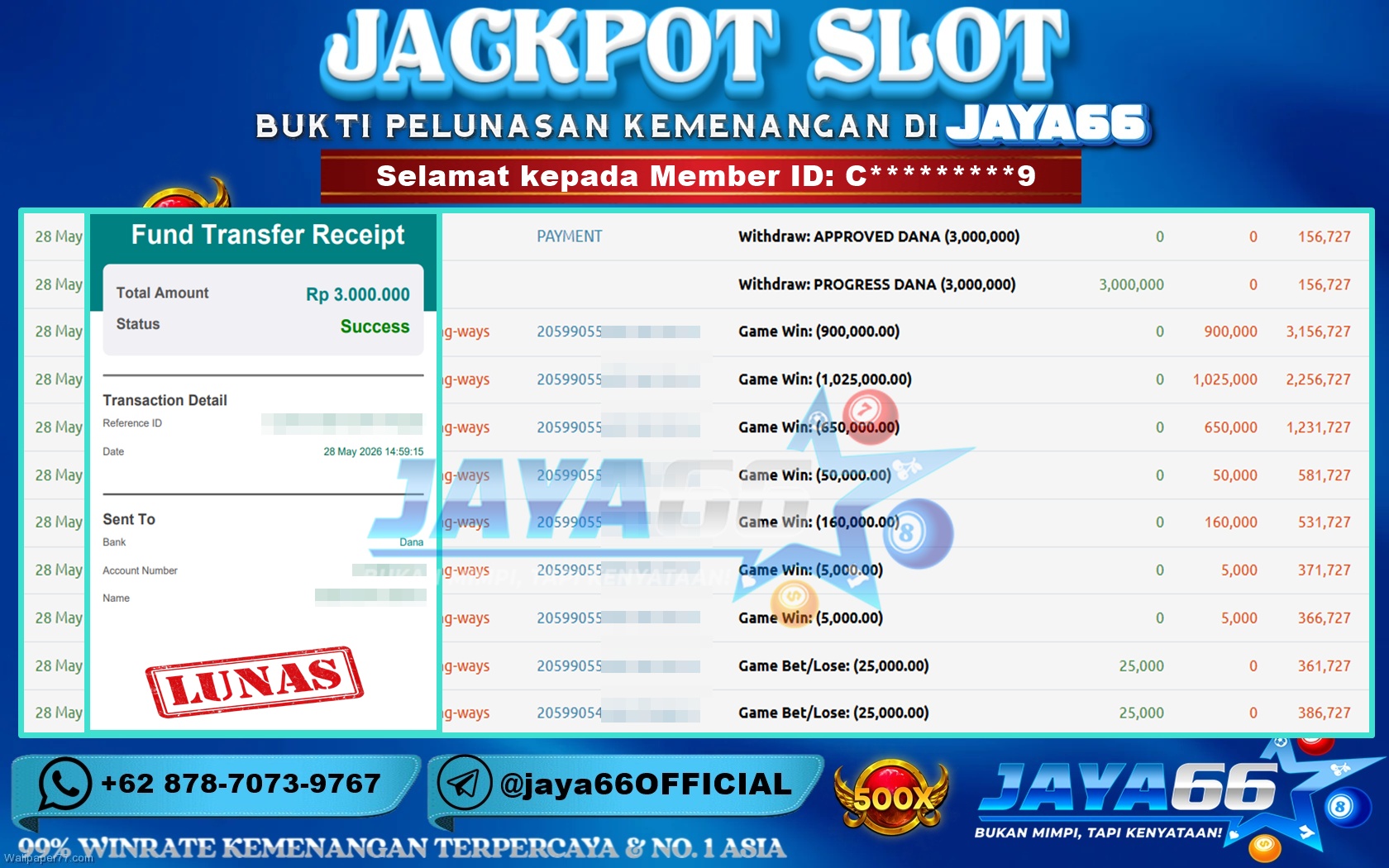 JAYA66 – BUKTI KEMENANGAN SLOT MAHJONG WAYS Rp 3,000,000 LUNAS!