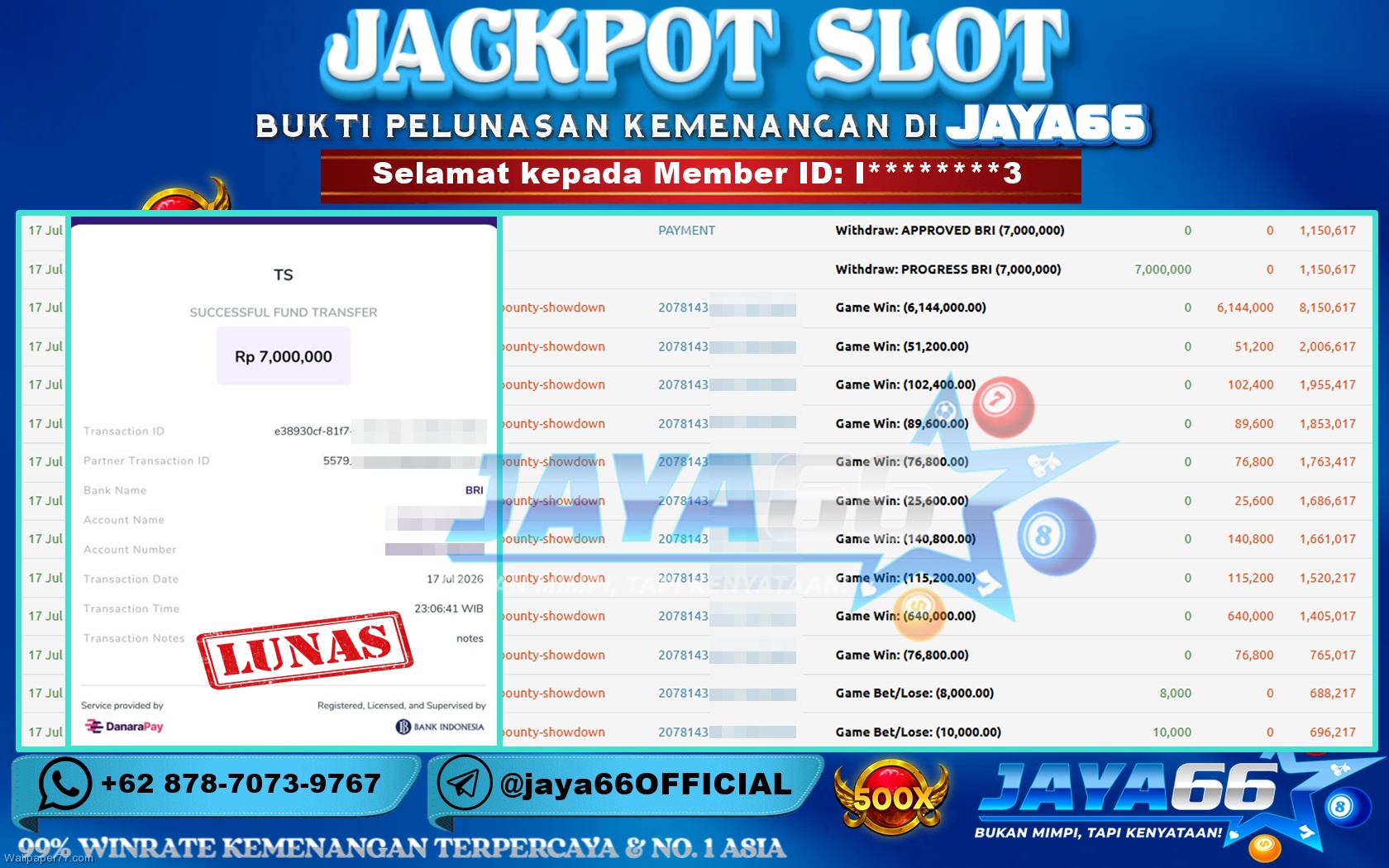 JAYA66 – BUKTI KEMENANGAN SLOT WILD BOUNTY SHOWDOWN Rp. 7,000,000 LUNAS!