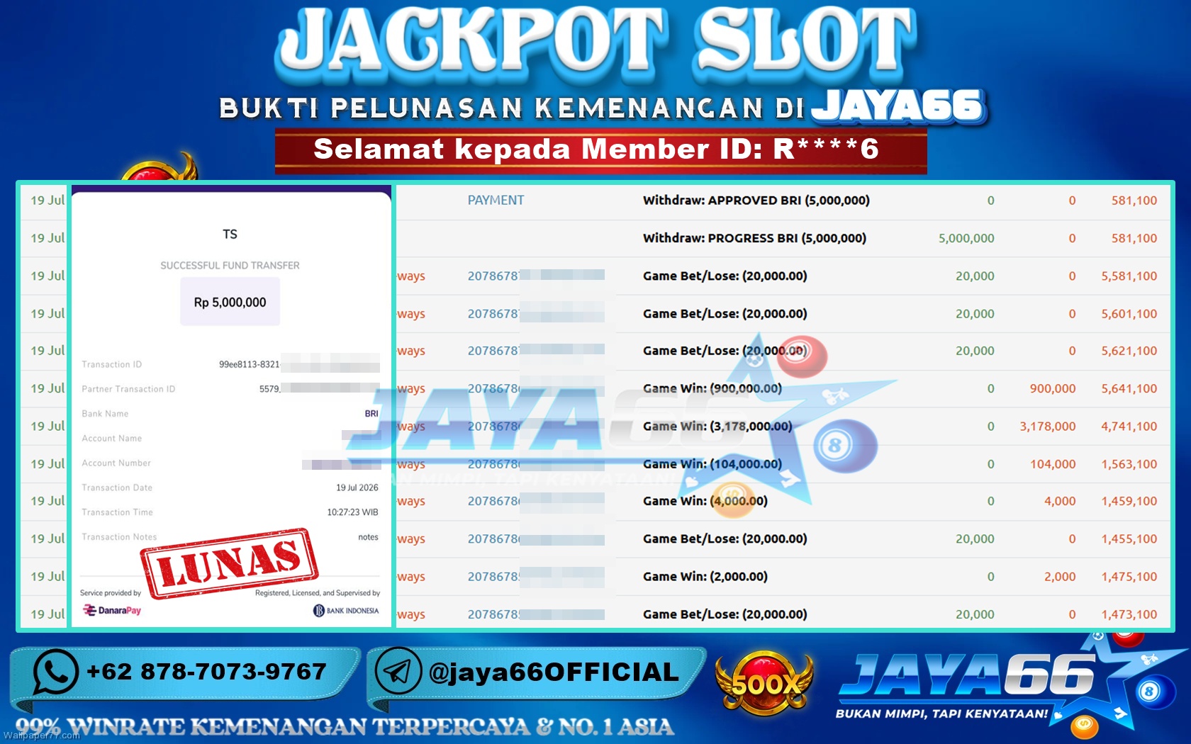JAYA66 – BUKTI KEMENANGAN SLOT MAHJONG WAYS Rp. 5,000,000 LUNAS!