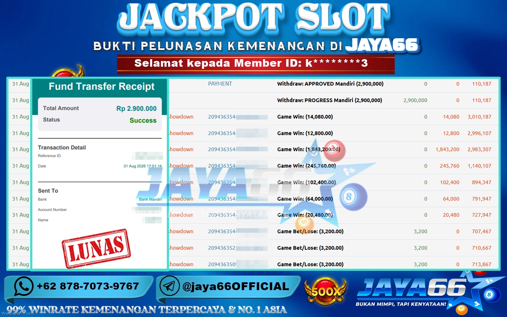 JAYA66 – BUKTI KEMENANGAN SLOT WILD BOUNTY SHOWDOWN Rp. 2,900,000 LUNAS!
