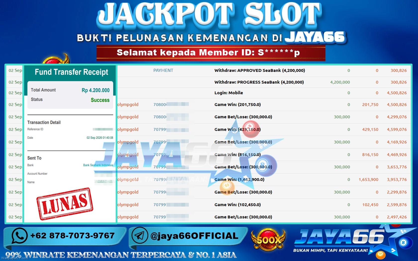 JAYA66 – BUKTI KEMENANGAN SLOT GATES OF OLYMPUS SUPERSCATTER Rp. 4,200,000 LUNAS!